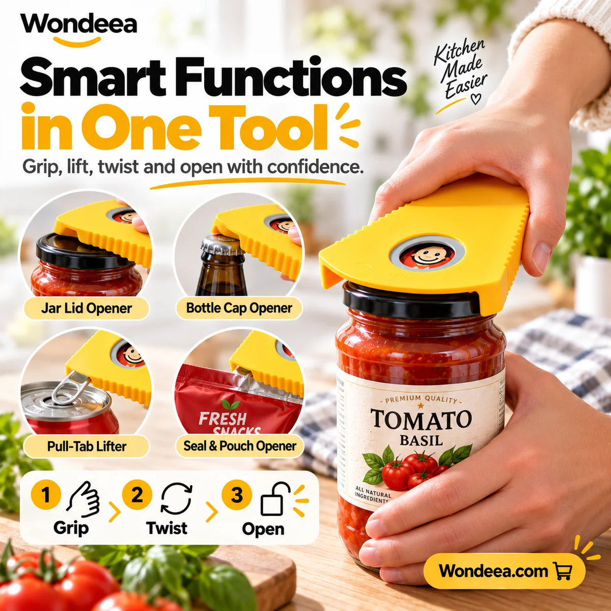 Multifunctional Jar and Bottle Opener